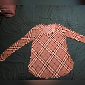 Gorilla Cat Burberry Print Long Sleeve Top Womens Medium